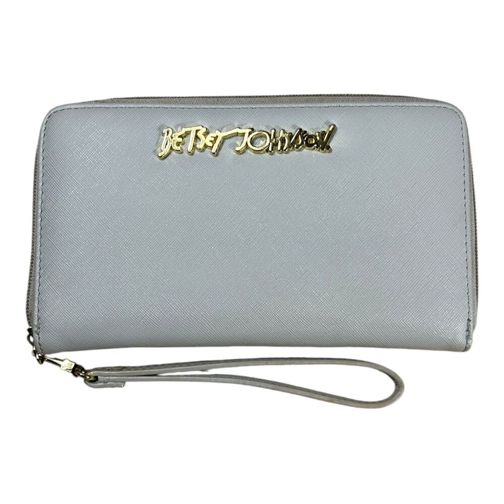 Betsey Johnson Light Blue Zip Around Wristlet Wallet 8"